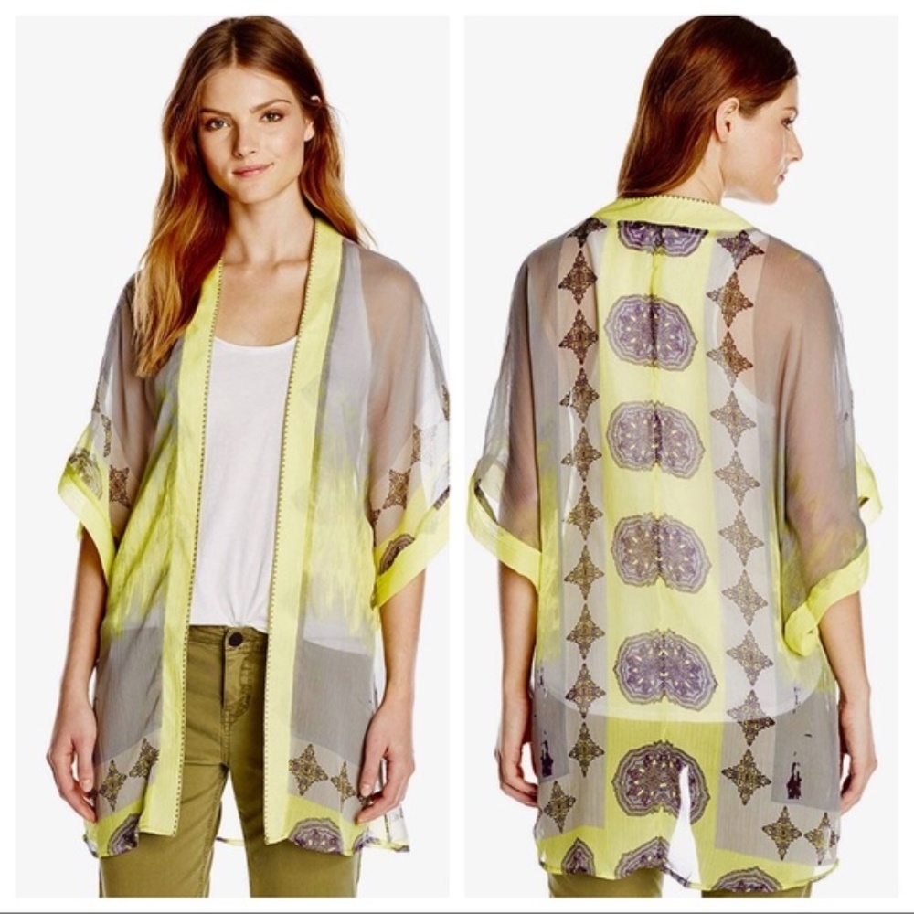 Theodora & Callum ChartreuseWaterfall Kimono -K25